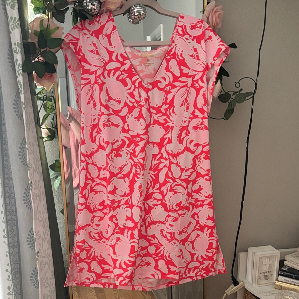 Women's Pink Coral-Print V-Neck cover up